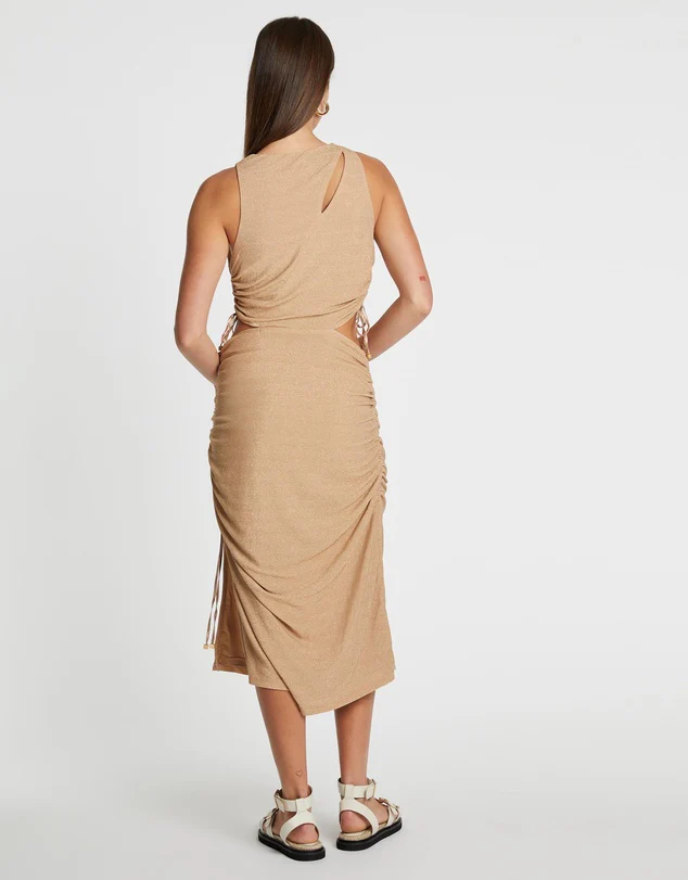 SUBOO - The Liz Rouched Midi Tank Dress (Gold) - Image 3