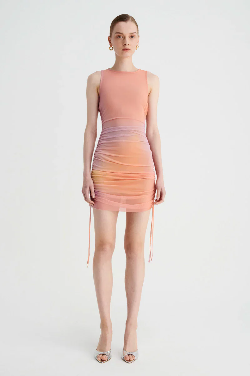 SUBOO - VENUS MESH ROUCHED MINI DRESS (OMBRE)