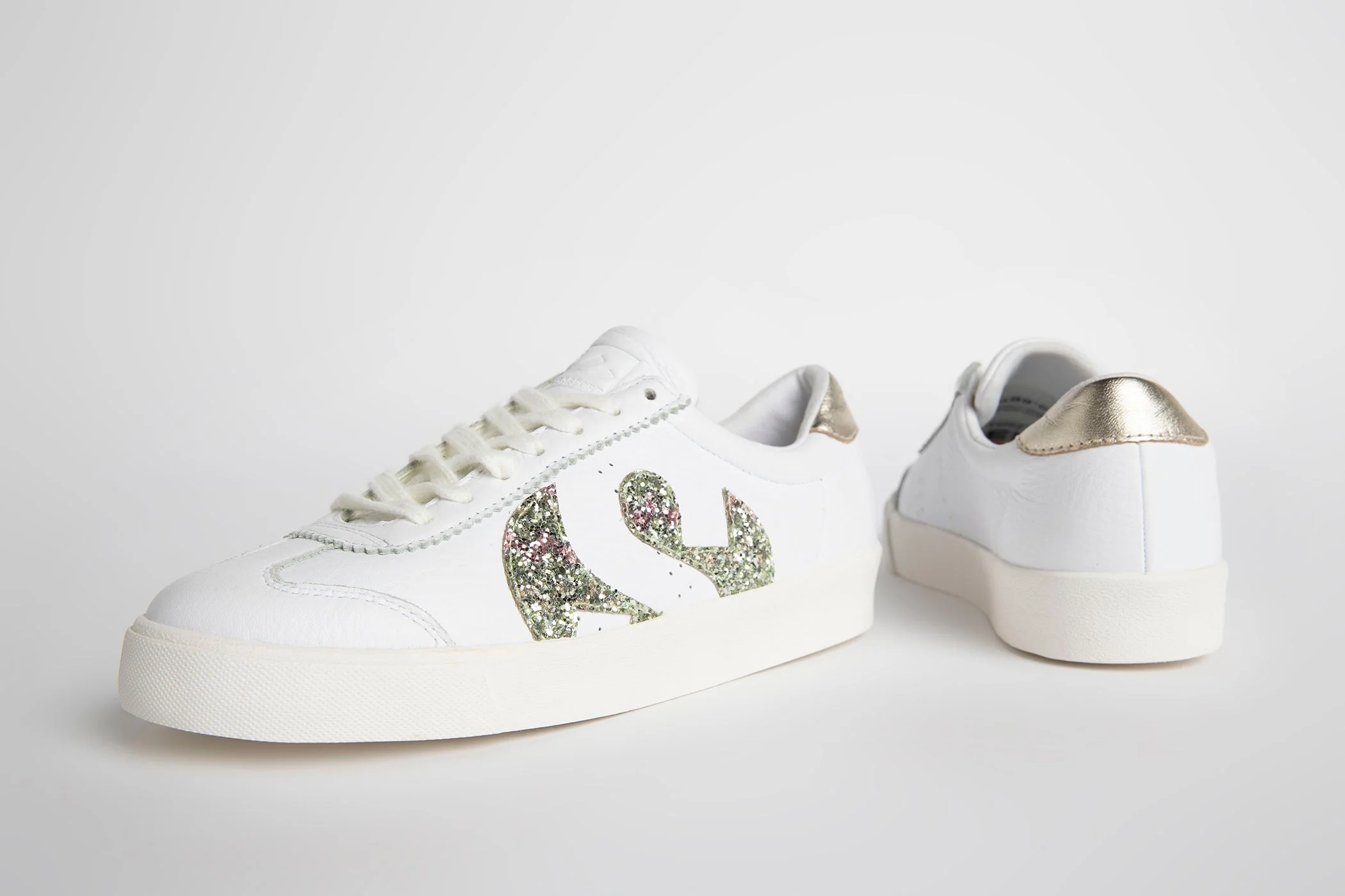 SUPERGA - 2843 Club S Comfort Leather Glitter (White Platinum) - Image 3