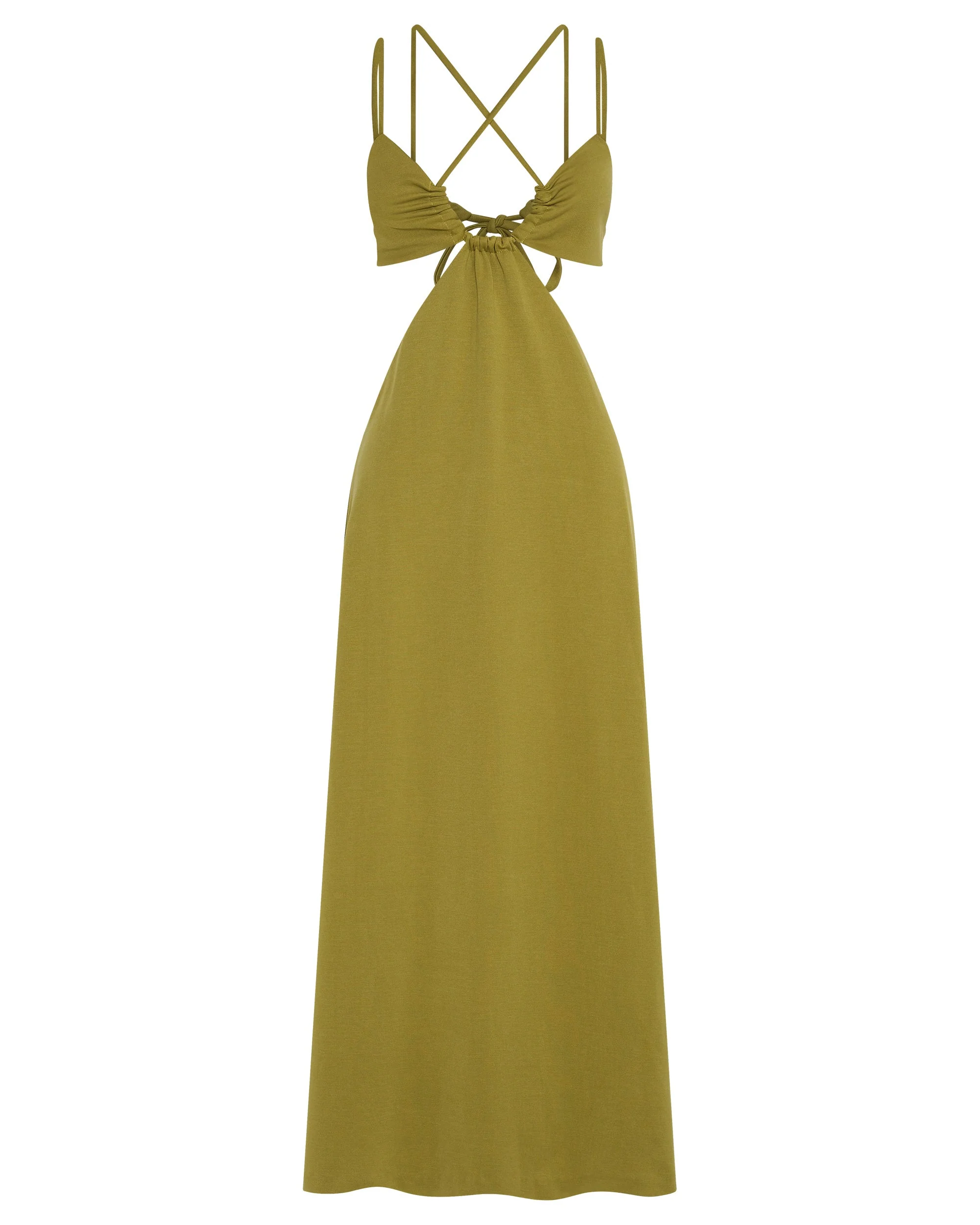 THIRD FORM - Double Crossed Midi Dress (Chartreuse)
