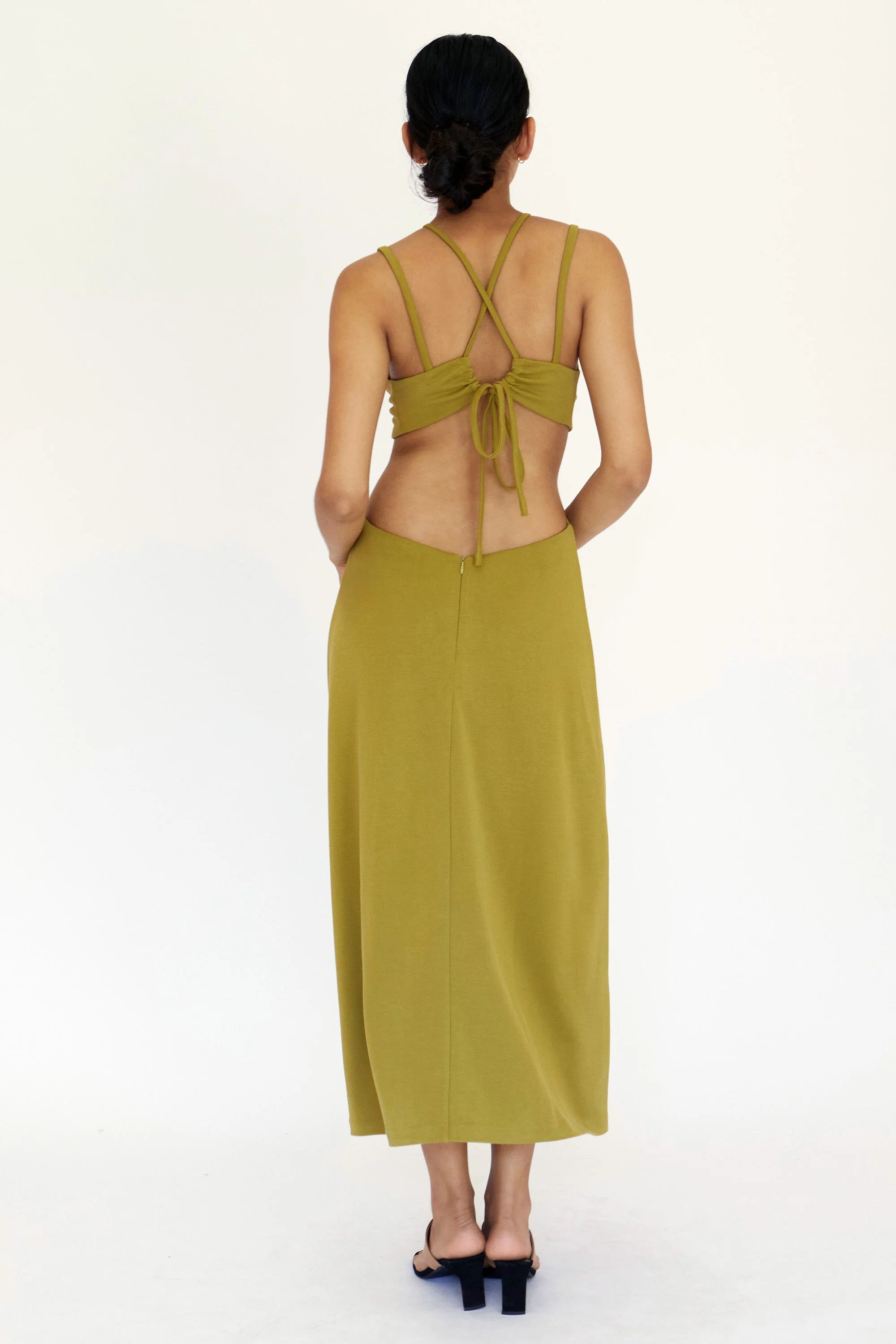 THIRD FORM - Double Crossed Midi Dress (Chartreuse) - Image 3