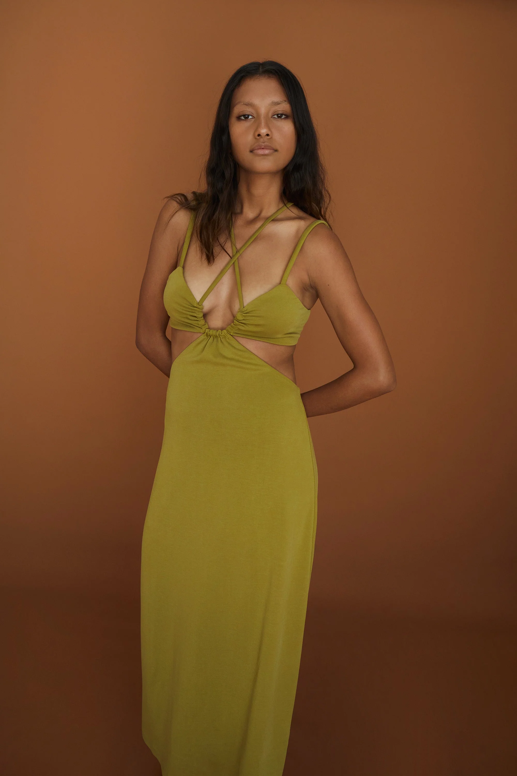 THIRD FORM - Double Crossed Midi Dress (Chartreuse) - Image 7
