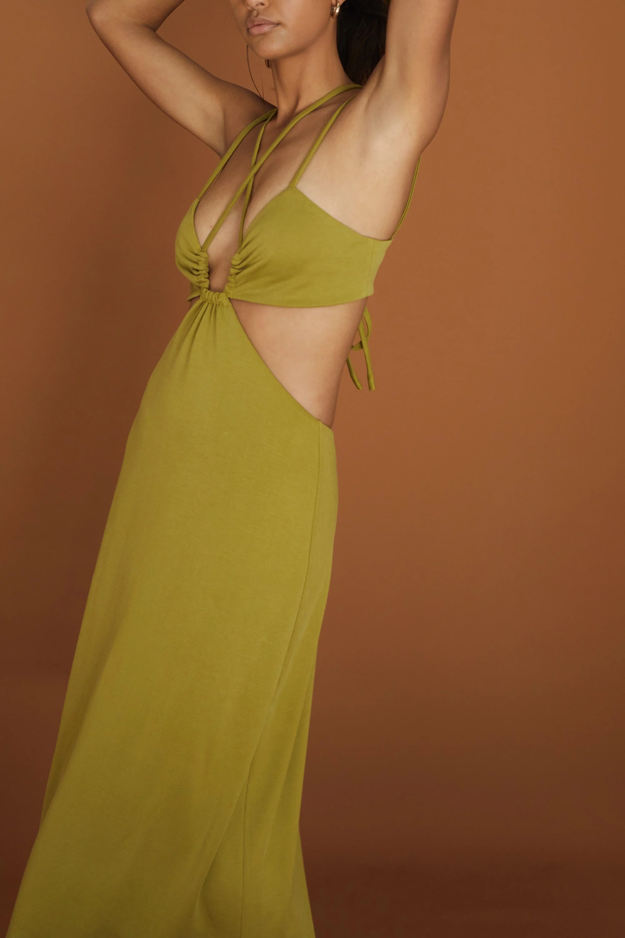 THIRD FORM - Double Crossed Midi Dress (Chartreuse) - Image 8
