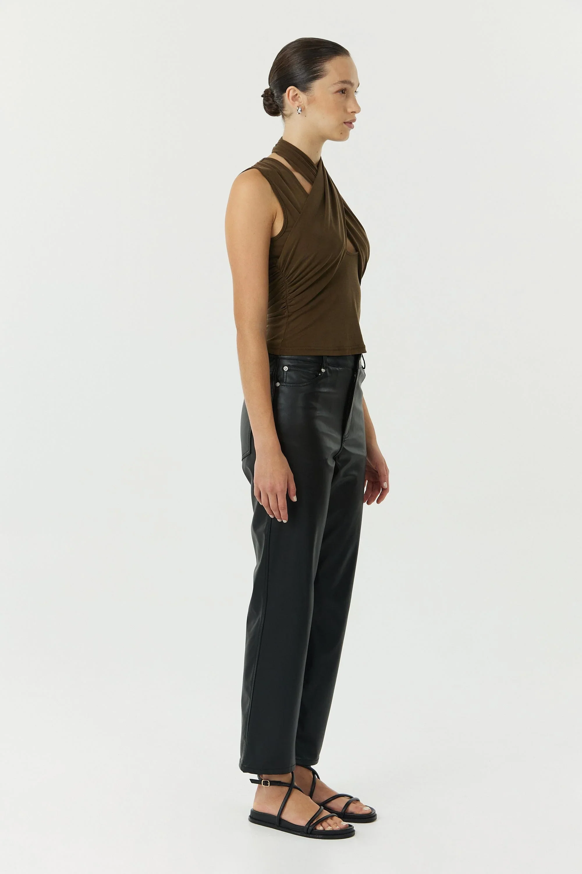 THIRD FORM - WISTERIA WRAP NECK TANK TOP (CHOCOLATE) - Image 4